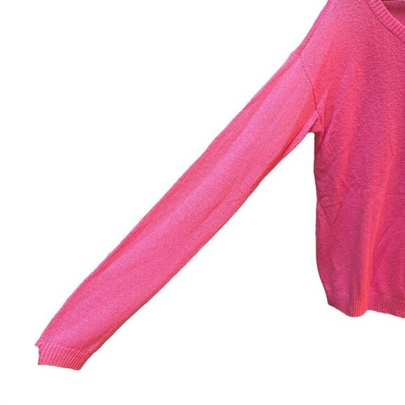Abercrombie &‎ Fitch Sweater Hot Pink Scoop Neck Boho Slouchy Barbie Size Small - Picture 4 of 6